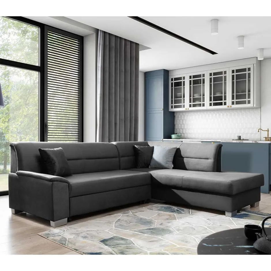 L-Design Funktionscouch in Dunkelgrau - Silecta^Wohnen Online