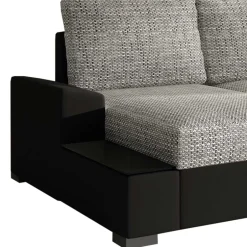 Wohnen L-Design Schlafcouch in Beigegrau und Schwarz - Rosch