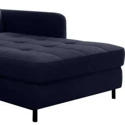 Wohnen L-Design Schlafsofa in Dunkelblau Samt - Kingston