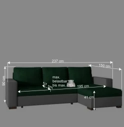 Wohnen L-Design Schlafsofa in Hellgrün und Weiß - Ingo