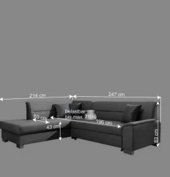 Wohnen L-Design Verwandlungssofa in Hellbraun Samt - Citerna