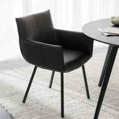 Leder Armlehnenstuhl in Schwarz - Iliandro (2er Set)^Wohnen Best