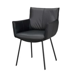 Leder Armlehnenstuhl in Schwarz - Iliandro (2er Set)^Wohnen Best