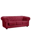 Wohnen Leder Dreisitzer in Rot - Chesterfield Style - Geoloro