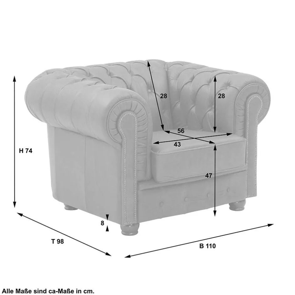 Wohnen Leder Polstersessel im Chesterfield Look - Gonron