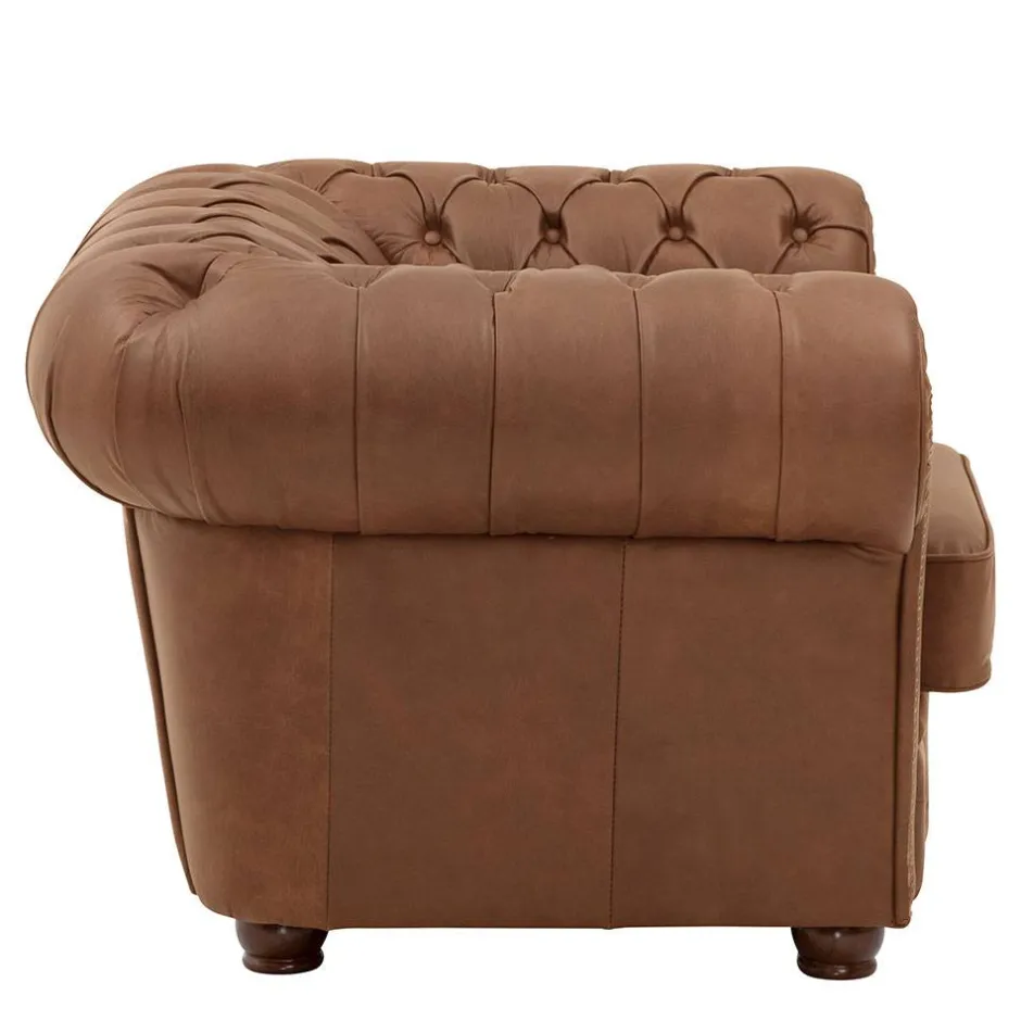 Wohnen Leder Polstersessel im Chesterfield Look - Gonron
