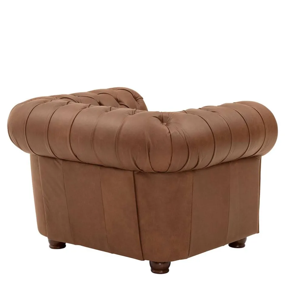 Wohnen Leder Polstersessel im Chesterfield Look - Gonron