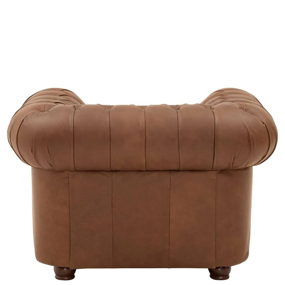 Wohnen Leder Polstersessel im Chesterfield Look - Gonron