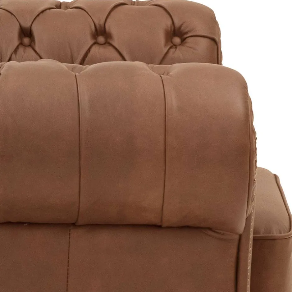 Wohnen Leder Polstersessel im Chesterfield Look - Gonron