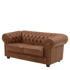 Wohnen Leder Zweisitzer-Sofa im Chesterfield Design - Gonron