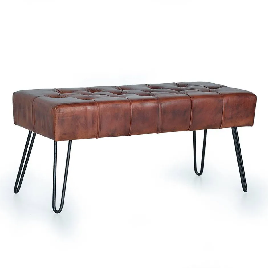 Wohnen Lederbank mit Knopfheftungen - Nofre