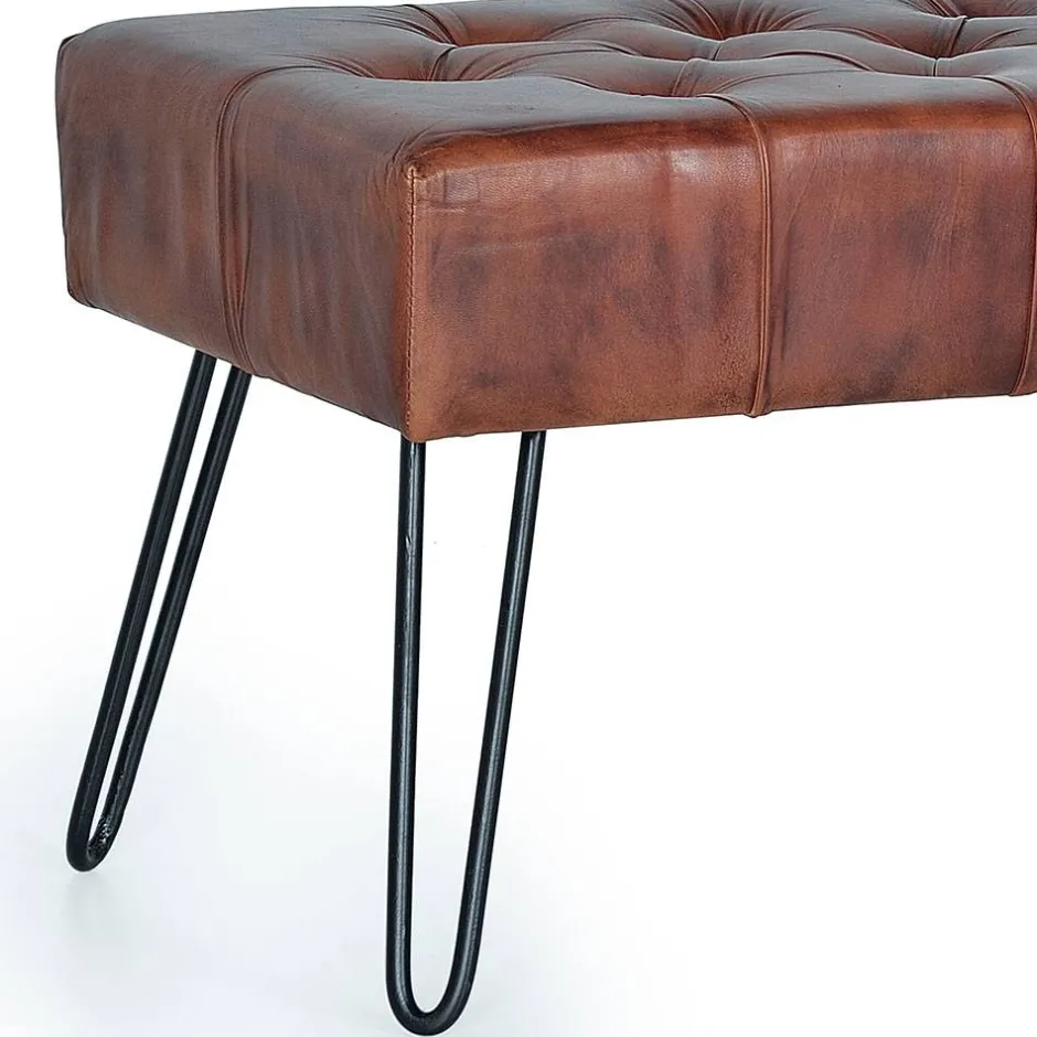 Wohnen Lederbank mit Knopfheftungen - Nofre