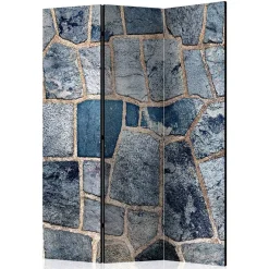 Wohnen Leinwand Paravent in grauer Stein Mauer Optik - Tordino