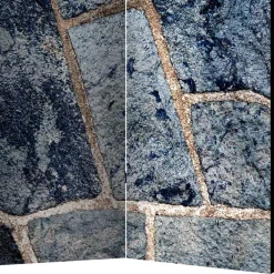 Wohnen Leinwand Paravent in grauer Stein Mauer Optik - Tordino