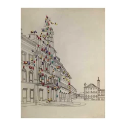 Leinwandbild mit Gebäuden und Menschen - Onesty^Wohnen Clearance