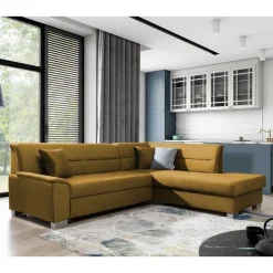 L-Form Bettcouch in Senfgelb Samt - Concista^Wohnen Sale