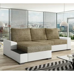 L-Form Bettsofa in Beige und Weiß - Scarlino^Wohnen Best