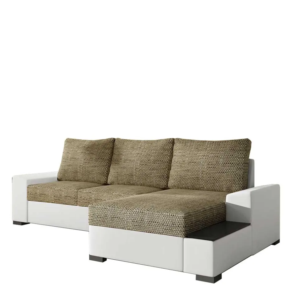 L-Form Bettsofa in Beige und Weiß - Scarlino^Wohnen Best