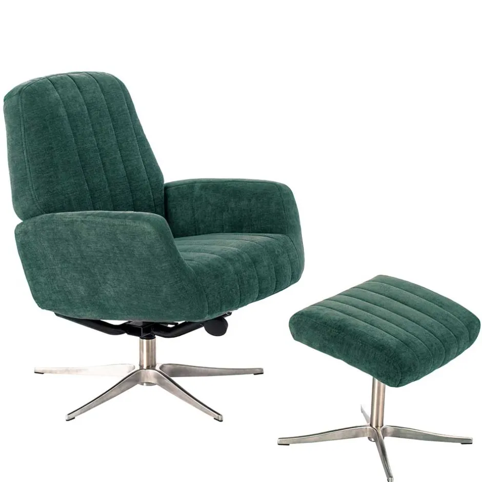 Wohnen Liegesessel & Hocker in Petrol Blau - Arizona (zweiteilig)