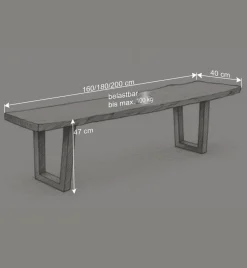 Wohnen Live Edge Esszimmerbank mit Trapezbeinen - Malinsia