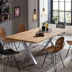 Living Edge Wildeiche Tisch mit X Füßen - Gastruna^Wohnen Online