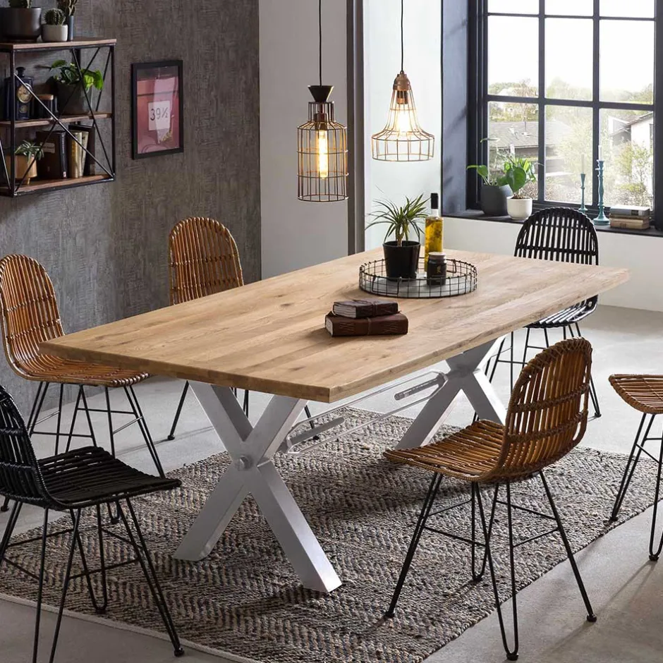 Living Edge Wildeiche Tisch mit X Füßen - Gastruna^Wohnen Online