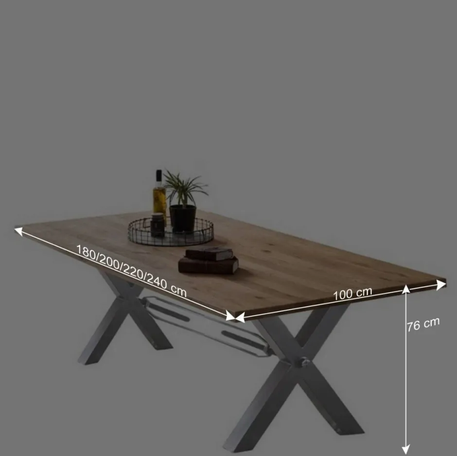 Living Edge Wildeiche Tisch mit X Füßen - Gastruna^Wohnen Online
