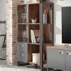Loft Design Highboard im Eiche dunkel Dekor und Schwarz - Rompira^Wohnen Clearance