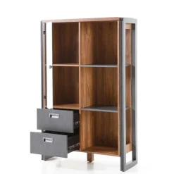 Loft Design Highboard im Eiche dunkel Dekor und Schwarz - Rompira^Wohnen Clearance