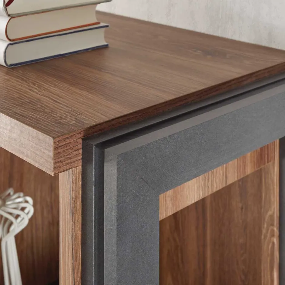 Loft Design Highboard im Eiche dunkel Dekor und Schwarz - Rompira^Wohnen Clearance