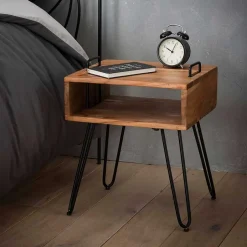 Wohnen Loft Design Nachttisch mit Holz Kasten - Garfagna