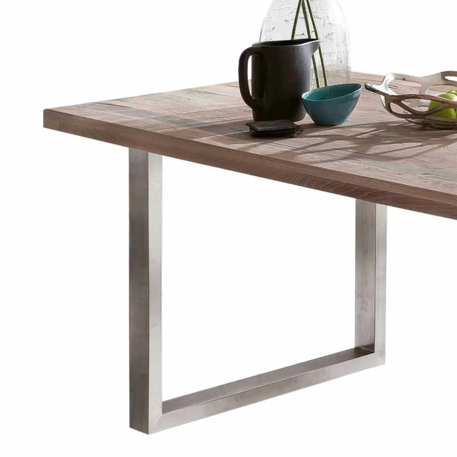 Wohnen Loft Designtisch Deluiga mit Edelstahl Gestell