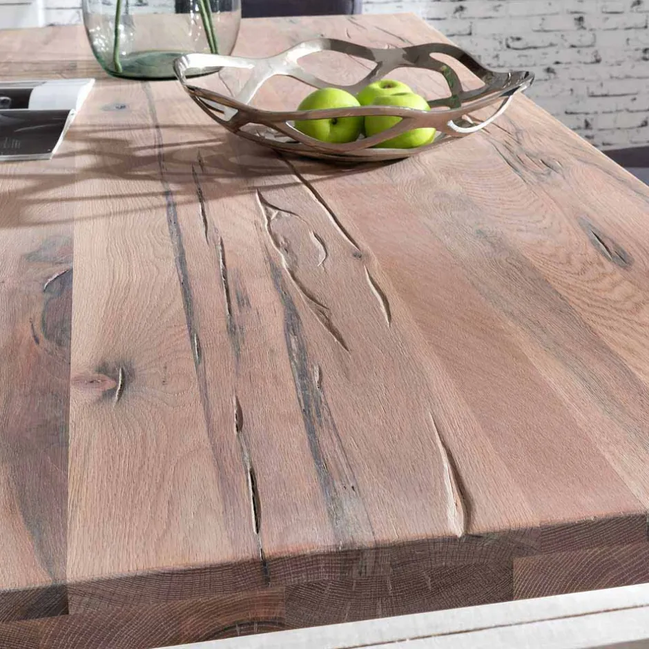 Wohnen Loft Designtisch Deluiga mit Edelstahl Gestell