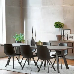 Wohnen Loft Sitzgruppe für 6 Personen Namac mit Tisch in Eiche Rauchfarben (siebenteilig)