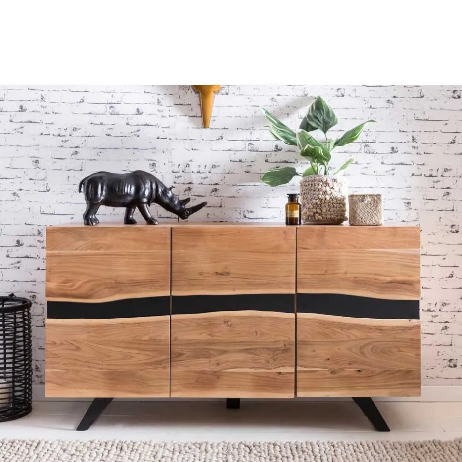 Wohnen Loft Style Sideboard Draguno aus Akazie massiv