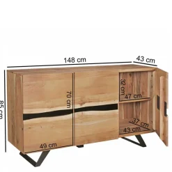 Wohnen Loft Style Sideboard Draguno aus Akazie massiv