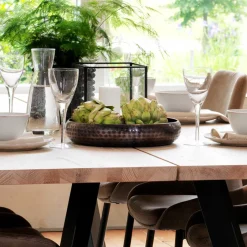 Loft Tisch Eiche White Wash & 6 Stühle Pulva in Braun Microfaser (siebenteilig)^Wohnen Discount