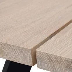 Loft Tisch Eiche White Wash & 6 Stühle Pulva in Braun Microfaser (siebenteilig)^Wohnen Discount