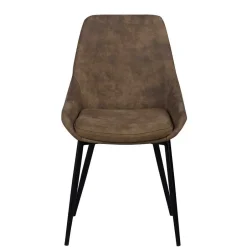 Loft Tisch Eiche White Wash & 6 Stühle Pulva in Braun Microfaser (siebenteilig)^Wohnen Discount