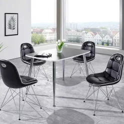 Wohnen Loft Tischgruppe in Schwarz Weiß Wancora mit Schalenstühlen (fünfteilig)