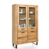Wohnen Loft Vitrinenschrank in teilmassiver Wildeiche - Arello