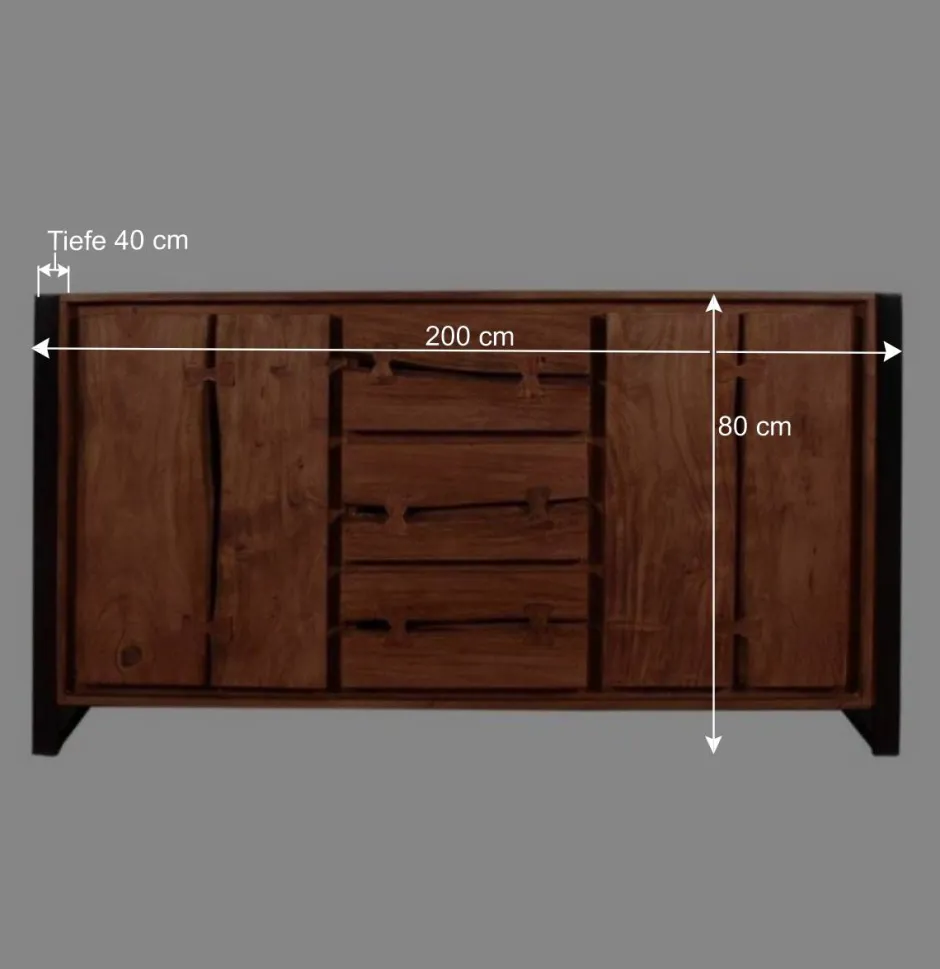 Wohnen Loft-Stil Anrichte Smantana aus Akazie Massivholz