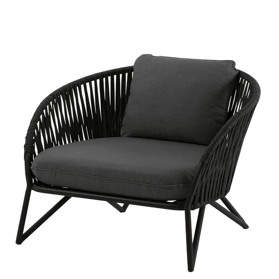 Wohnen Lounge Sessel aus Kordel Geflecht & Stahl - Magona