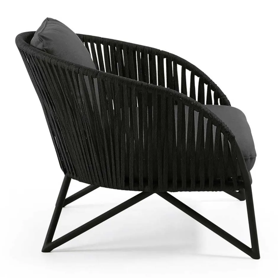 Wohnen Lounge Sessel aus Kordel Geflecht & Stahl - Magona