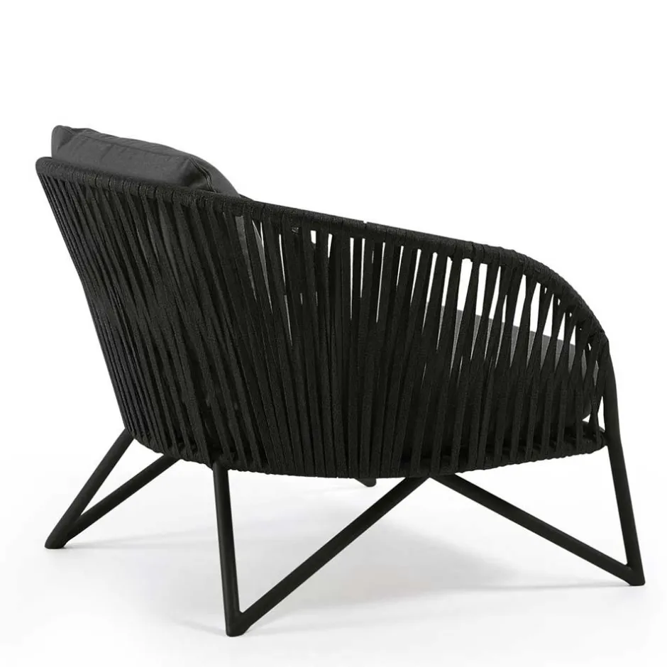 Wohnen Lounge Sessel aus Kordel Geflecht & Stahl - Magona