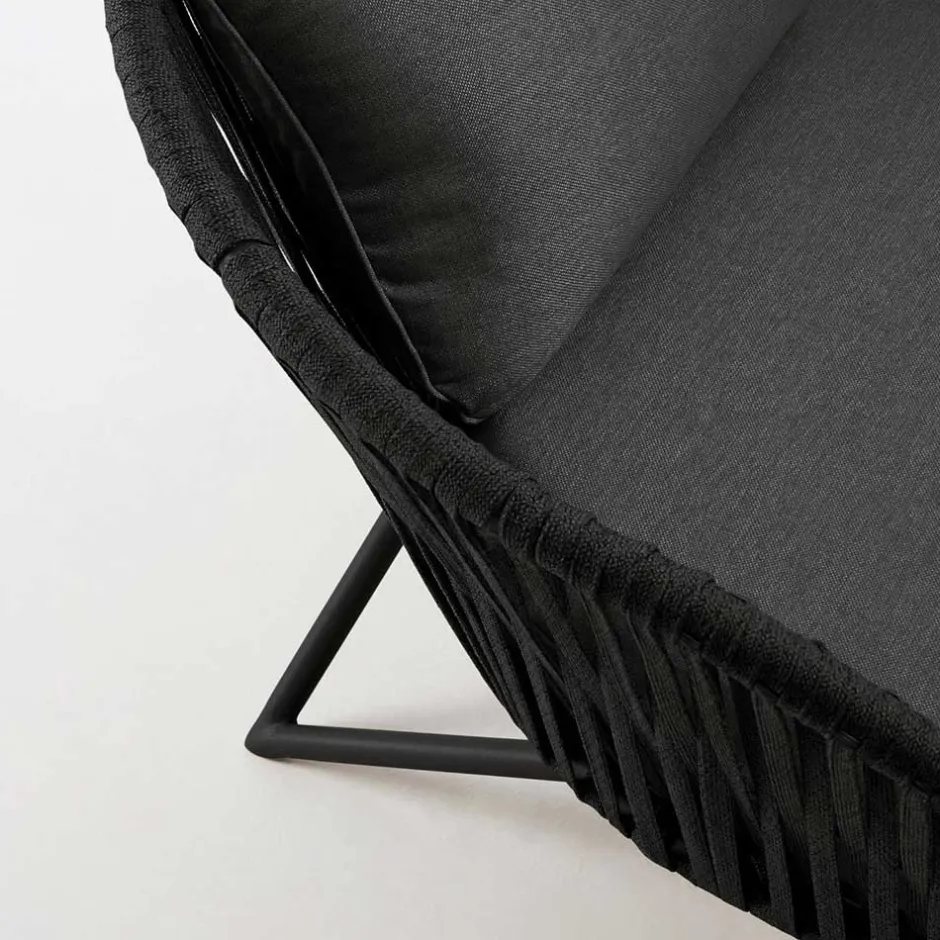 Wohnen Lounge Sessel aus Kordel Geflecht & Stahl - Magona