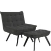 Lounge Sessel mit Hocker in Anthrazit - Mook (zweiteilig)^Wohnen Best
