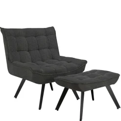 Lounge Sessel mit Hocker in Anthrazit - Mook (zweiteilig)^Wohnen Best