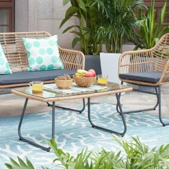 Lounge Sitzgruppe aus Geflecht in Beige - Renzo (vierteilig)^Wohnen Discount