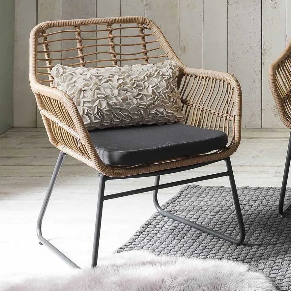 Lounge Sitzgruppe aus Geflecht in Beige - Renzo (vierteilig)^Wohnen Discount